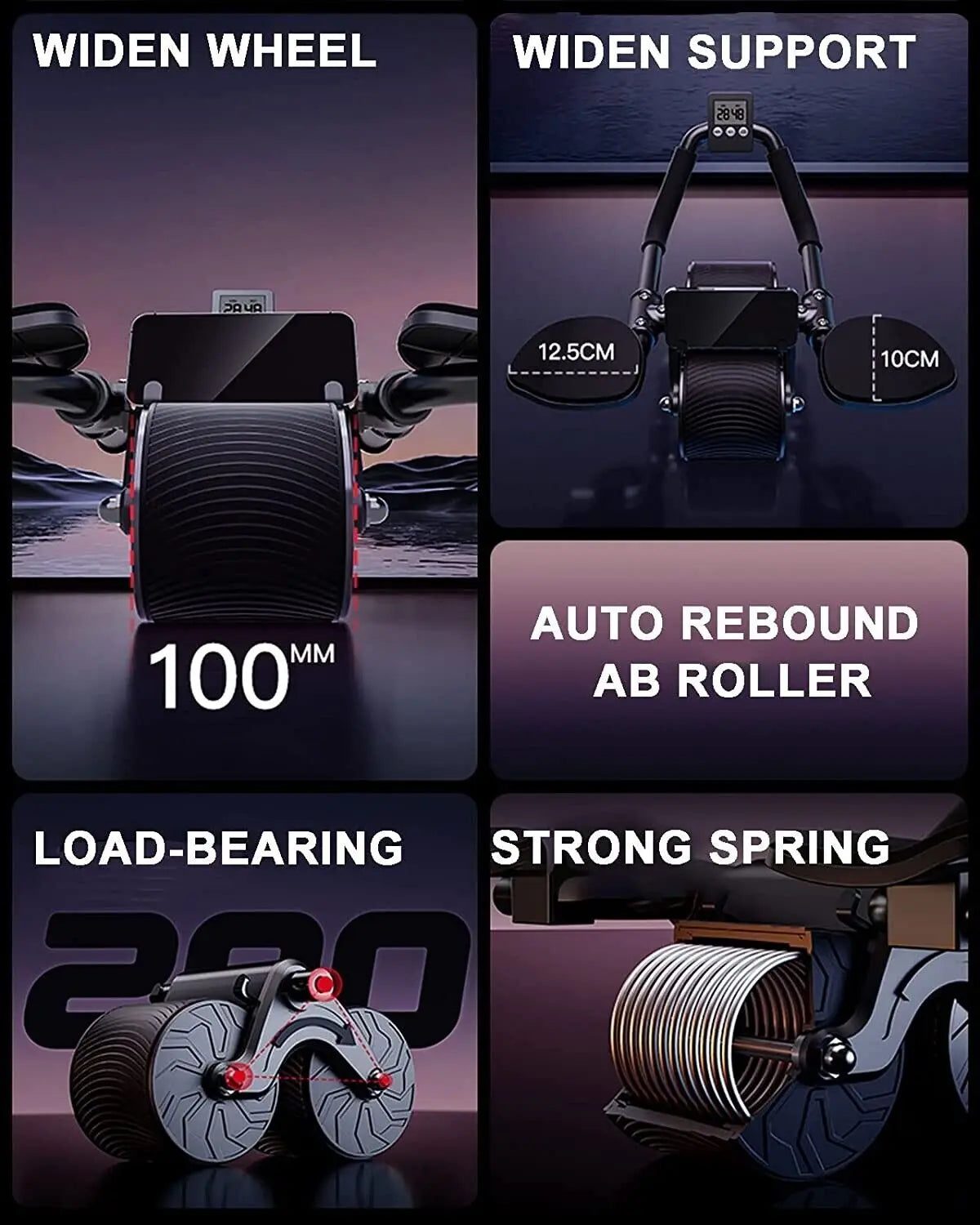 Ab Roller Wheel with Auto Rebound & Timer